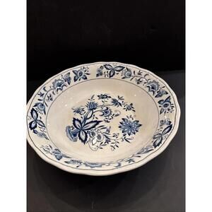 Harmony House China Nikko Ironstone 9" Blue Bonnet Pattern Serving Bowl Crazing